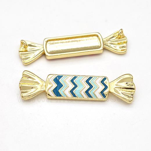 Enamel Copper Pendant, Gold Plated