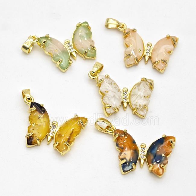 Acrylic Butterfly Pendant Copper Gold Plated Mixed Color