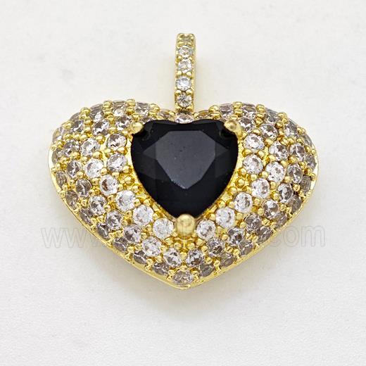 Copper Heart Pendant Micro Pave Zirconia Gold Plated