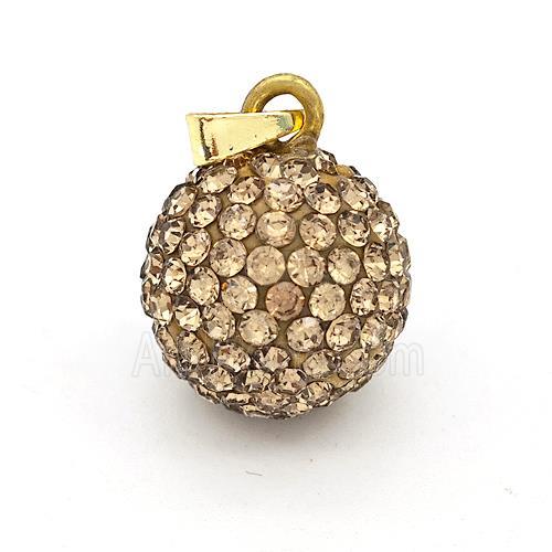 Clay Round Pendant Micro Pave Champagne Rhinestone