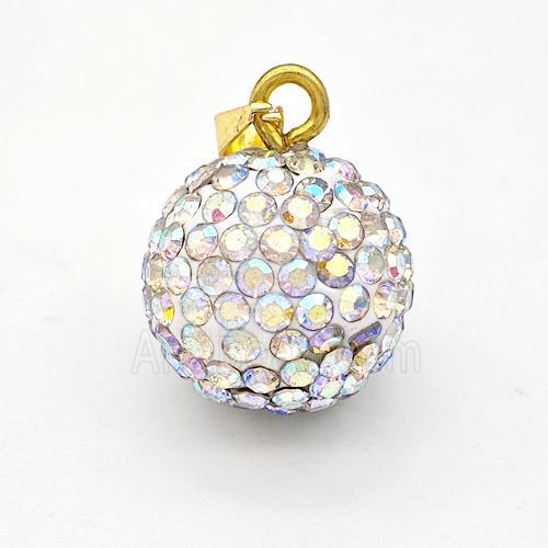 Clay Round Pendant Micro Pave Rhinestone AB-Color