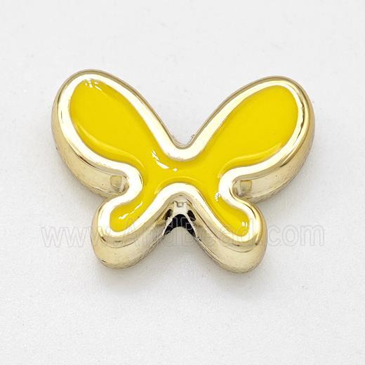 Resin Butterfly Beads Yellow Enamel Gold Plated