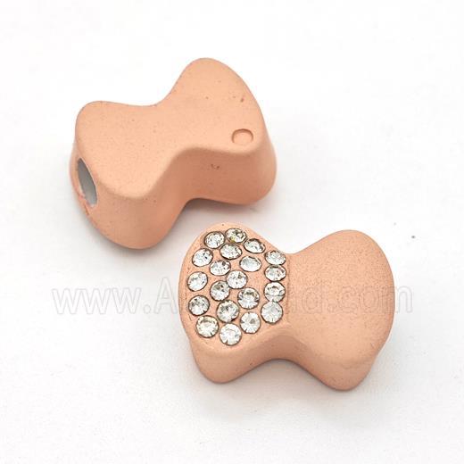 Resin Bow Beads Micro Pave Rhinestone Large Hole