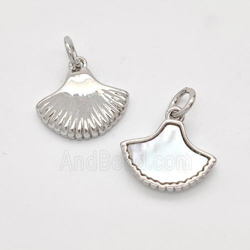 Copper Scallop Pendant Pave Shell Platinum Plated