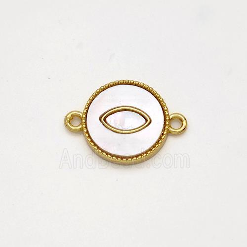 Copper Circle Eye Connector Pave Shell 18K Gold Plated