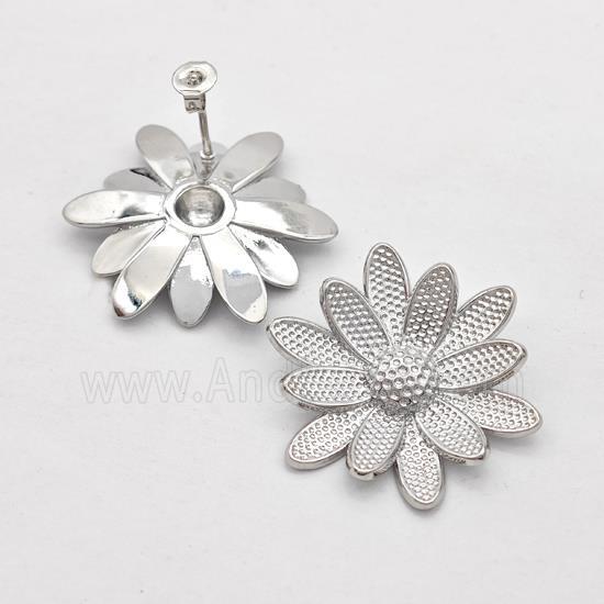 Copper Sunflower Stud Earrings Platinum Plated