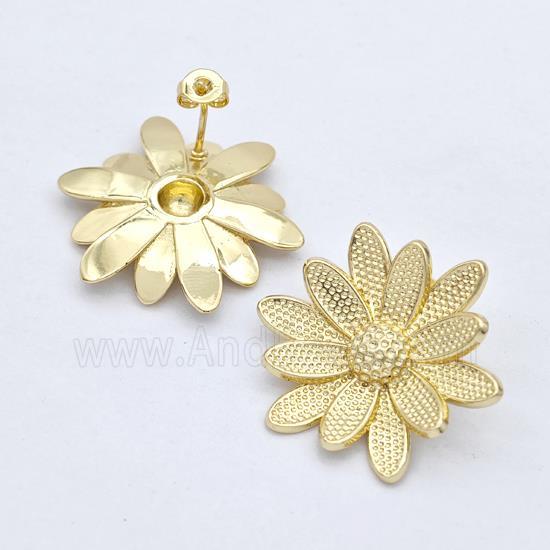 Copper Sunflower Stud Earrings Gold Plated