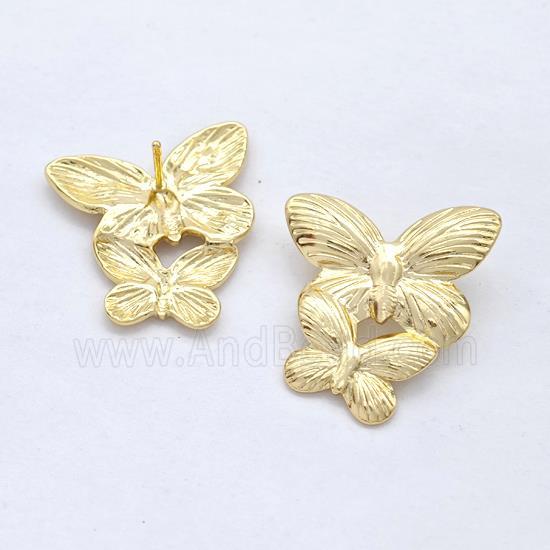 Copper Butterfly Stud Earrings Gold Plated