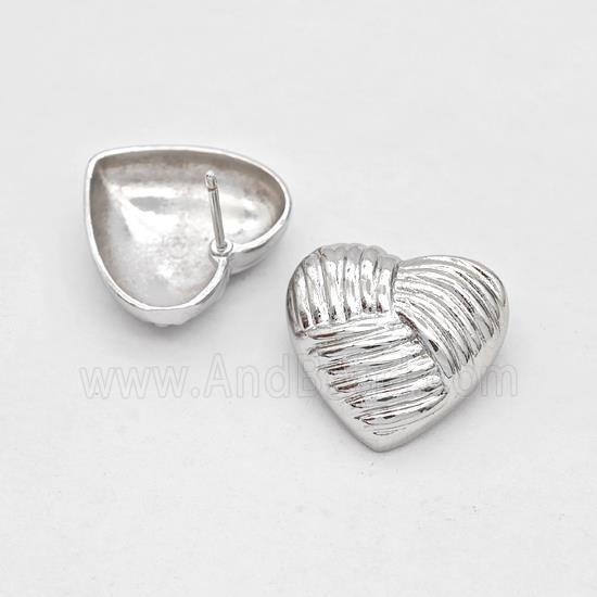 Copper Heart Stud Earrings Platinum Plated