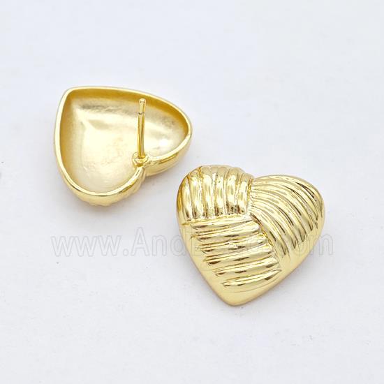 Copper Heart Stud Earrings Gold Plated
