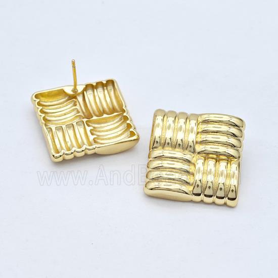 Copper Square Stud Earrings Gold Plated
