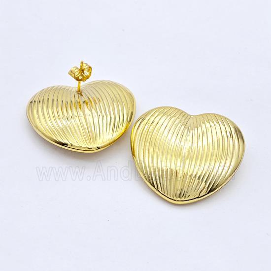 Copper Heart Stud Earrings Gold Plated