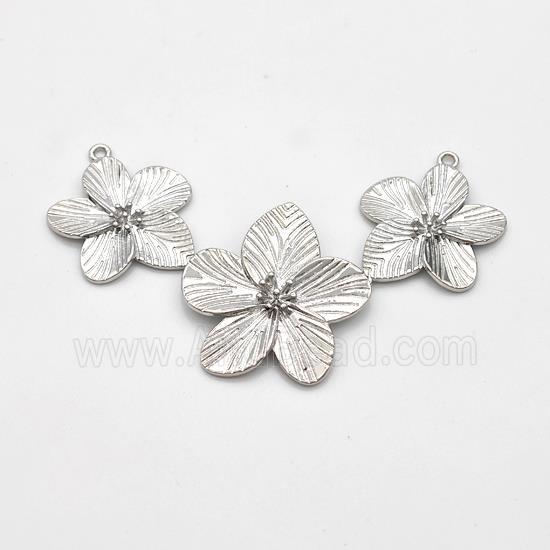 Copper Flower Pendant Links Platinum Plated