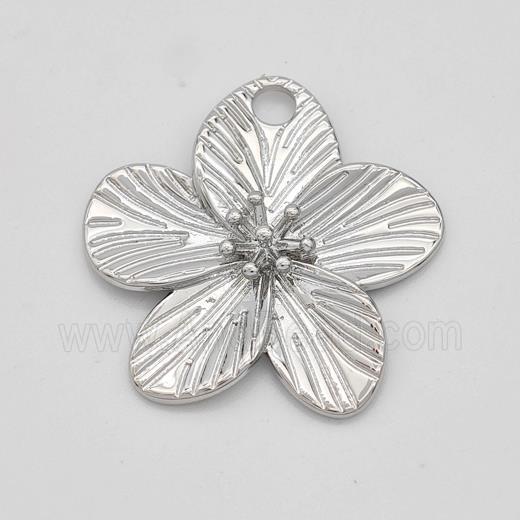 Copper Flower Pendant Platinum Plated