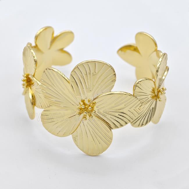 Copper Flower Bangle Gold Plated
