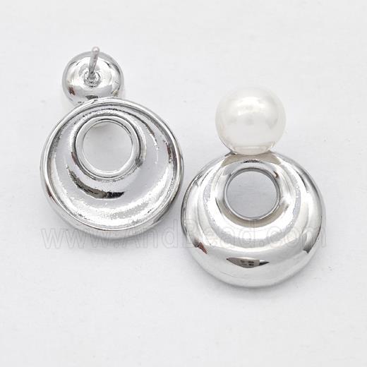 Copper GoGo Stud Earrings Pave Pearlized Plastic Platinum Plated