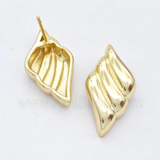 Copper Angel Wings Stud Earrings Gold Plated