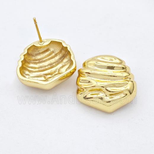 Copper Stud Earrings Hammered Gold Plated
