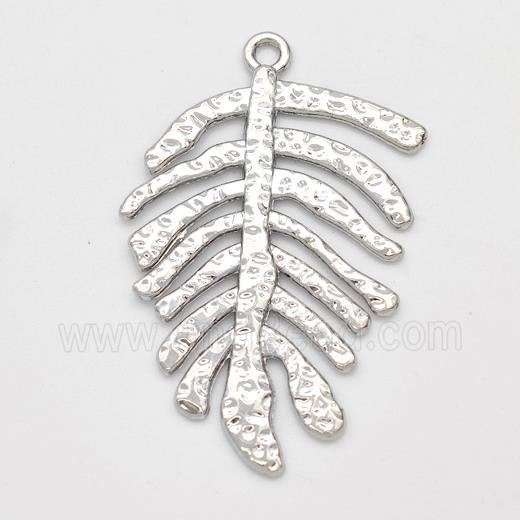Copper Leaf Pendant Monstera Hammered Platinum Plated