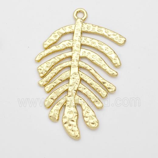 Copper Leaf Pendant Monstera Hammered Gold Plated
