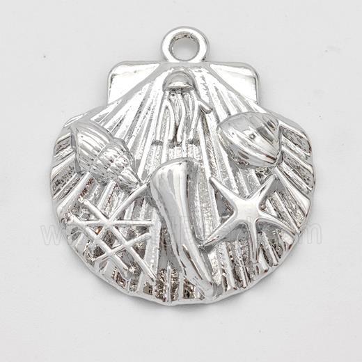 Scallop Charms Copper Shell Pendant Ocean Style Platinum Plated