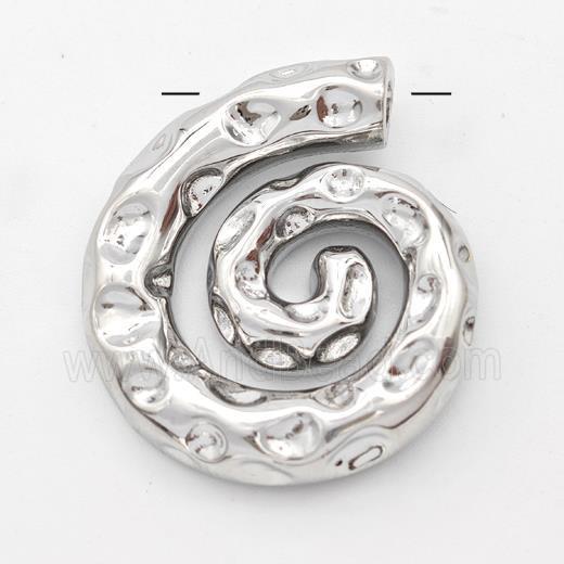 Nautilus Charms Copper Pendant Spiral Shell Hammered Platinum Plated