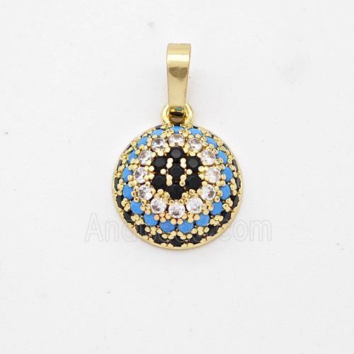 Copper Circle Pendant Micro Pave Zirconia Flower Gold Plated
