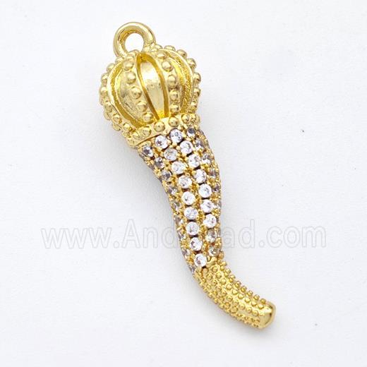 Copper Chili Pendant Micro Pave Zirconia Capsicum Gold Plated