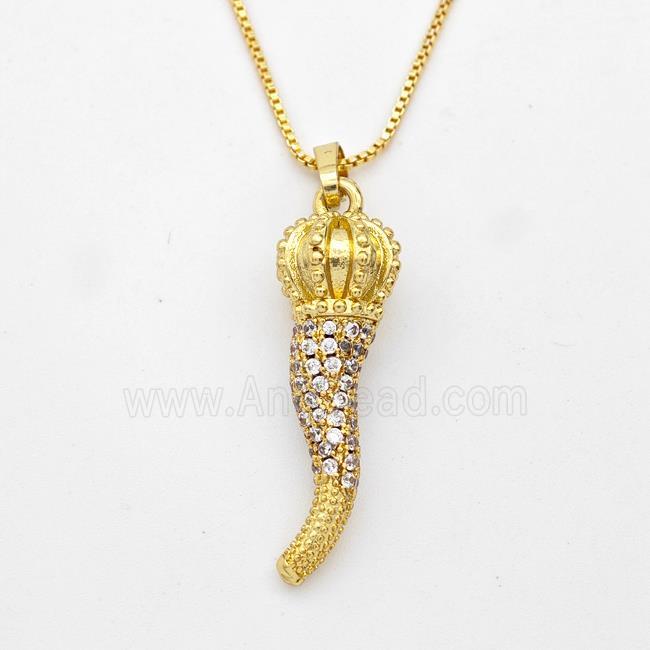 Copper Chili Necklace Pave Zirconia Capsicum Gold Plated