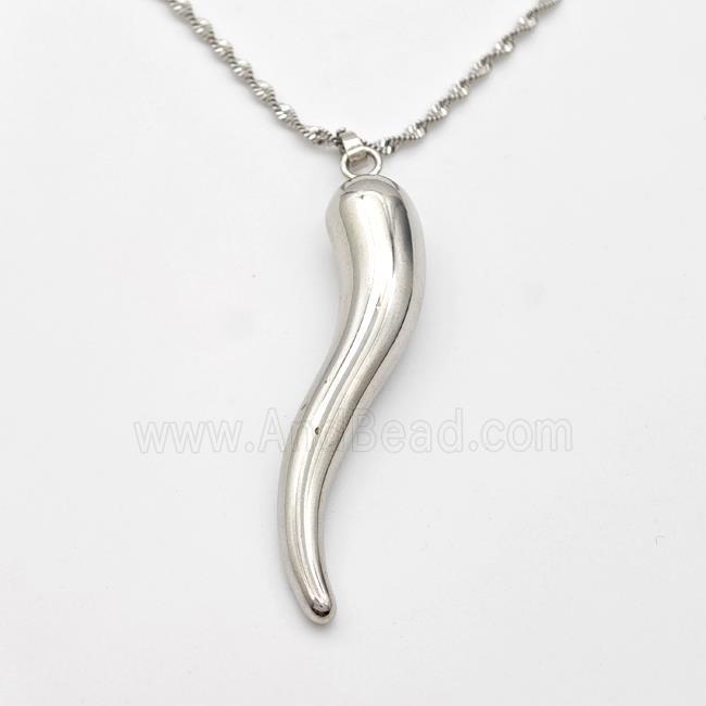 Copper Chili Necklace Capsicum Platinum Plated