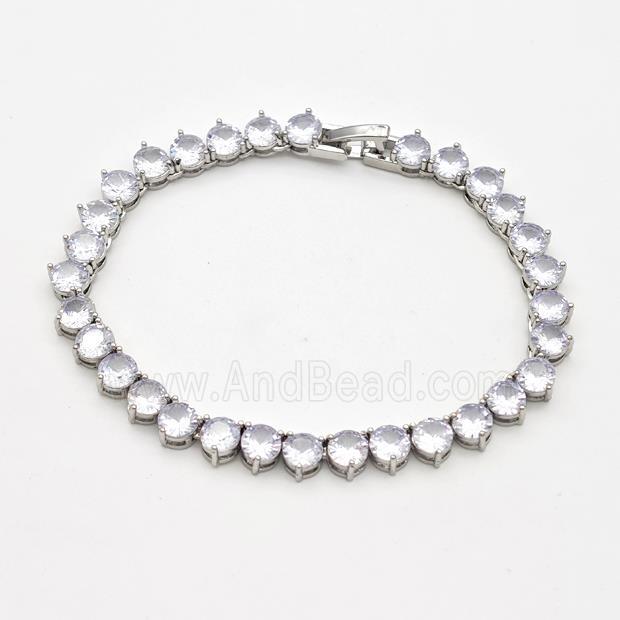 Copper Bracelet Pave Crystal Glass Platinum Plated