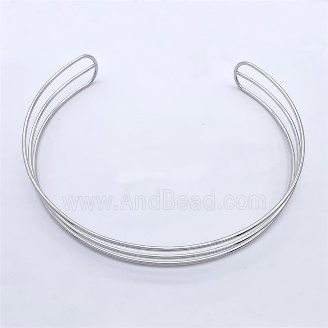 Copper Wire Collar Necklace Platinum Plated