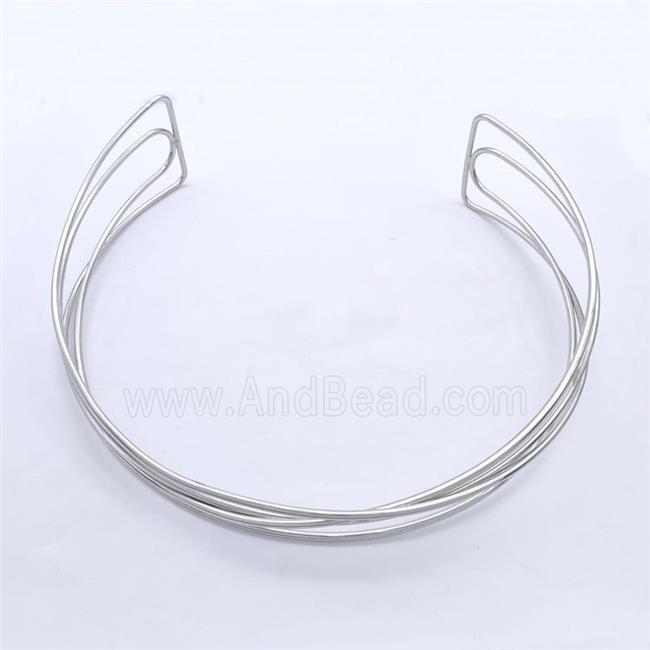 Copper Wire Collar Necklace Platinum Plated