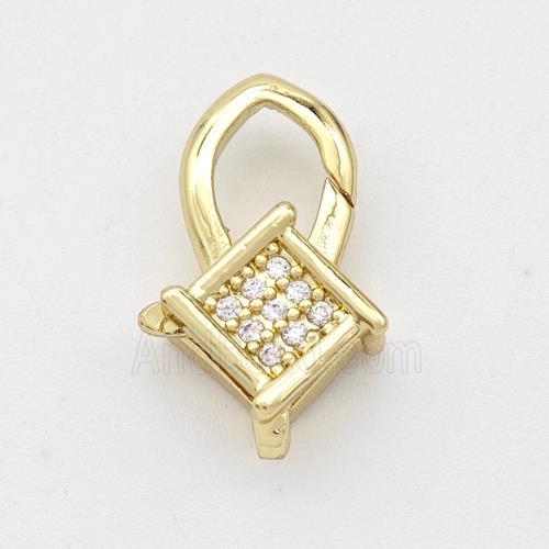Copper Lobster Clasp Micro Pave Zirconia 18K Gold Plated