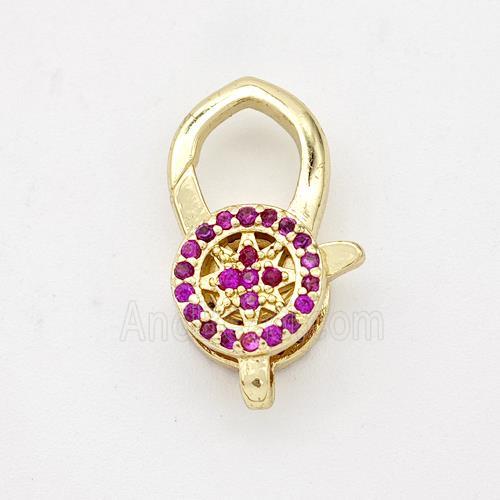 Copper Lobster Clasp Micro Pave Zirconia 18K Gold Plated