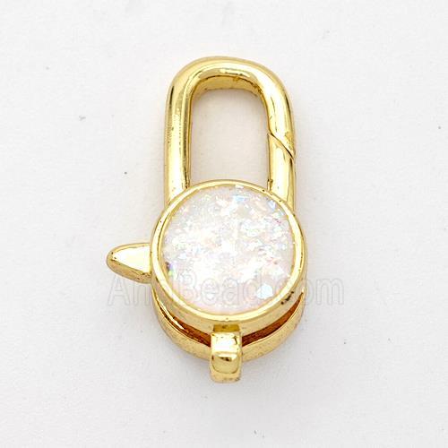 Copper Lobster Clasp Pave Fire Opal Circle 18K Gold Plated