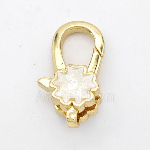 Copper Lobster Clasp Pave Fire Opal 18K Gold Plated