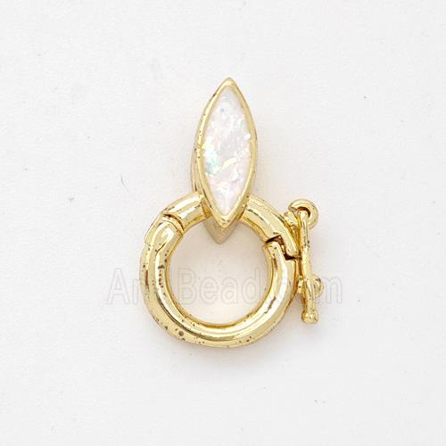 Copper Clasp Pave Fire Opal Eye 18K Gold Plated