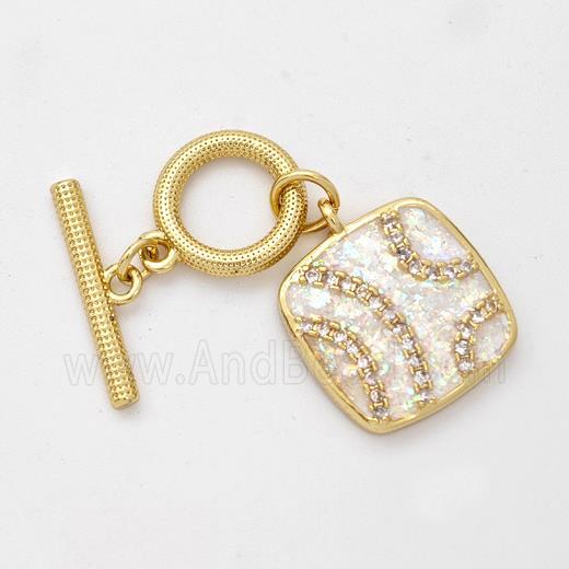 Copper Toggle Clasp Pave Fire Opal 18K Gold Plated