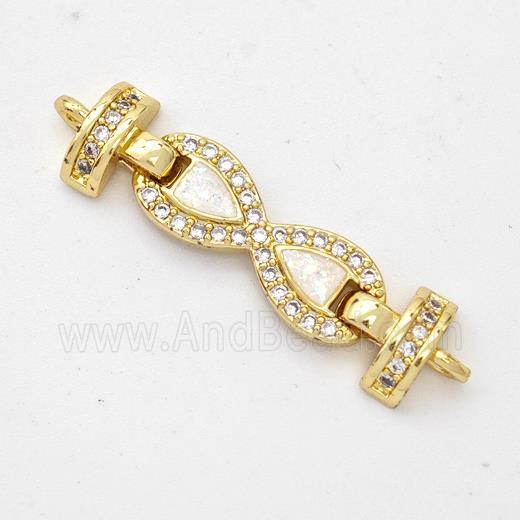 Copper Connector Pave Fire Opal Zirconia Infinity 18K Gold Plated