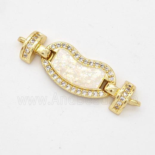 Copper Connector Pave Fire Opal Zirconia 18K Gold Plated