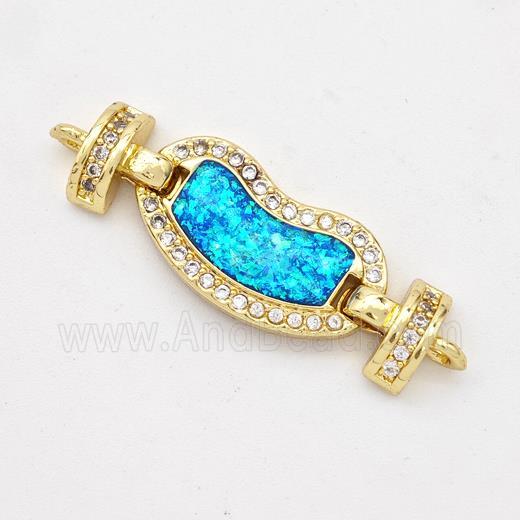 Copper Connector Pave Fire Opal Zirconia 18K Gold Plated
