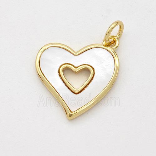 Copper Heart Pendant Pave Shell 18K Gold Plated