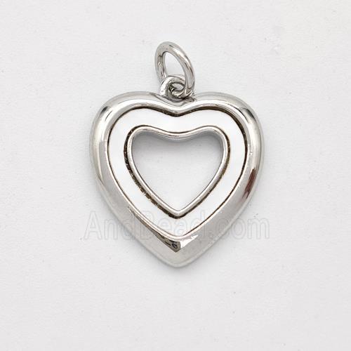 Copper Heart Pendant Pave Shell Platinum Plated
