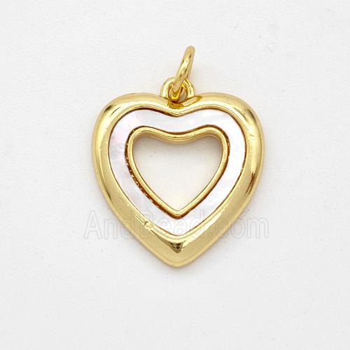 Copper Heart Pendant Pave Shell 18K Gold Plated