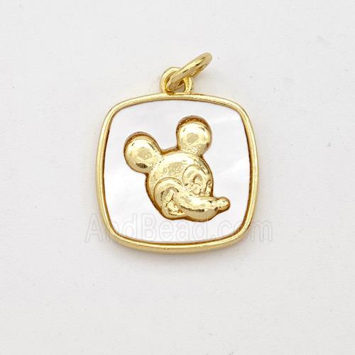 Copper Square Pendant Pave Shell 18K Gold Plated