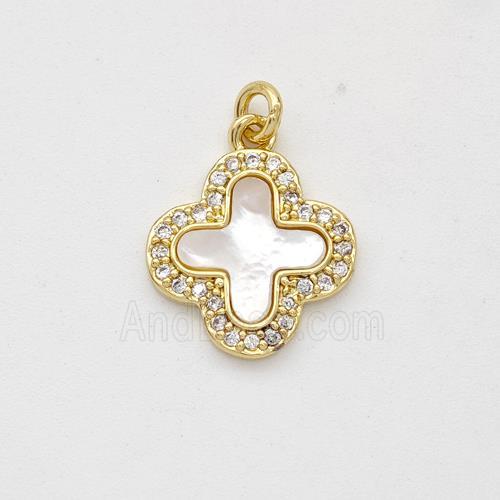 Copper Cross Pendant Pave Shell Zirconia 18K Gold plated