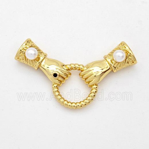 Copper Hand Pendant Pave Pearlized Resin 18K Gold Plated