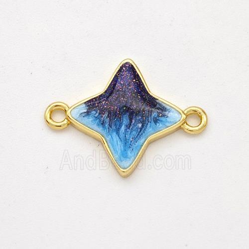Copper Star Connector Painted 18K Gold Plated