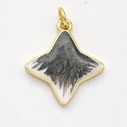 Copper Star Pendant Black Painted 18K Gold Plated